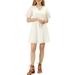 Allegra K Junior's Vintage V Neck Bell Sleeve A-line Flowy Mini Dress