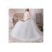 Junior Thin Round Neck Breathable Short Sleeve Embroidered Wedding Dress