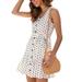 Women's Sundress Mini Dress Casual Polka Dot Beach Buttons V Neck Wrap Summer