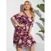 Women's Plus Size Floral Print Cold Shoulder Dress