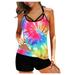 Mchoice Women's Two-Piece Swimsuit Tie-Dye Print Tummy Control Swimsuit High Waisted Bathing Suit