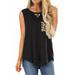 UKAP Summer Tank Tops for Ladies Casual Leopard Splice T Shirt Loose Tunic Blouse Round Neck Pocket T-shirt Womens Asymmetrical Hem Beach Tops