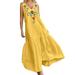 ZANZEA Women Casual Floral Embroidery O-Neck Loose Maxi Tank Dress