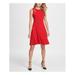 DKNY Womens Red Cut Out Sleeveless Jewel Neck Short Fit + Flare Party Dress Size 16