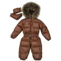 Hooded Down Snowsuit Jacket Warm Collar Romper Windproof Parka Solid Color Coat Waist-down Jumpsuit Outwear(Newborn Baby Boy Girl&Infant)