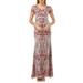 JS COLLECTION Womens Light Pink Embroidered Lace Floral Short Sleeve Illusion Neckline Full-Length Fit + Flare Dress Size 8