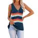 womens summer tops summer dresses maxi dress Women Stripe Sleeveless T-Shirts Tunic Button Round Neck Causal Blouse