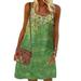 Womens Boho Loose Slip Dress Short Printed Holiday Beach Travel Sundress