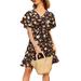 Sexy Dance Summer Floral V Neck Mini Dress Ladies Bohemian Flowy Floral Print Short Sundress Beach Wrap Party Evening Cocktail Dress