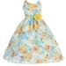 Little Girls Lovely Girl Dress Refreshing Tropical Floral Print Chiffon Flower Girl Dress Blue 2 (C75A3)