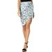 GUESS Womens Blue Ruched Zip Detail Floral Above The Knee Skirt Size 6