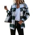 Women Fashion Plaid Coat Ladies Female Casual Long Sleeve Lapel Top for Shopping Daily Wear