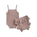 ZIYIXIN Newborn Baby Girls 2-piece Outfit Set Sleeveless Solid Color Romper Shorts Set for Kid Girls