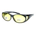 Unisex Polarized Yellow Night Driving Lens Oval 60mm Fit Over Sunglasses Black