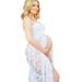 MERSARIPHY Women Front Split Long Maxi Maternity Elegant Sleeveless Lace Hollow Out Photo Dress