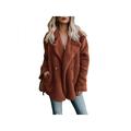 Ropalia Women Wool Coat Warmer Winter Thick Fleece Pocket Button Long Sleeves Jacket Parka Outwear Autumn Fashion