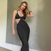 Sexy Knitted Cut Out Maxi Dress for Women Zeiger Beach Long Dress Spaghetti Strap Backless Club Party Bodycon Dress