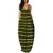 Sexy Dance Sleeveless V Neck Maxi Dresses Plus Size Beach Striped Swing Sundress Women Long Summer Dress Party Maxi Dress