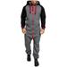 Mens Jumpsuit Drawtsring Hooded Zip up One Piece Tracksuit with Pockets