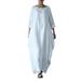 JANDEL Women's Sexy Round Neck Retro Printed Skirt Half Sleeve Cotton Linen Loose Casual Dress, Women Dress,Sexy Dress