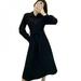 Pretty Comy Women Casual Autumn Dress Lady Korean Style Minimalist Solid Color Shirt Dress Long Sleeve Bow Dress Vestido Black M