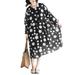 ZANZEA Women's Round Neck Long Sleeve Polka Dot Chiffon Dress