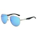 Piranha Men's "Soho" Silver Frame Aviator Sunglasses with Ice Blue Mirror Lens