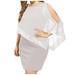 Mnycxen summer dresses Women Plus Size Cold Shoulder Overlay Asymmetric Chiffon Strapless Sequins Dress