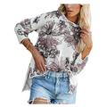 Oversized Women Pullover Knit Tops Casual Floral Printed Tunic Tops Side Split Knitwear Crewneck Jumper