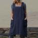 MIARHB Women Cotton Linen Pinafore Square Cross Apron Garden Work Pinafore Dress