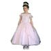 Calla Collection Girls Blush Off-Shoulder Junior Bridesmaid Dress