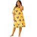 Women's Plus Size Nightgown, Round Neck Nightshirts Short Sleeve Loose Comfy Pajamas Dress Casual Sleepwear, XL-4XL