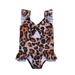 ZIYIXIN Baby Summer Swimwear,Leopard/Snake/Floral Print Ruffle Sleeve V-Neck Hollow Out Swimsuit for Toddlers,Girls