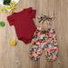 3PCS Clothes Set Newborn Toddler Baby Girl Romper Bodysuit Jumpsuit Floral Halen Pants Outfit Clothes 0-14M