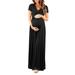 UKAP Women Summer V Neck Formal A Line Dress Maternity Pregnant Wrap Bohemian Sundress Short Sleeve Flowy Long Maxi Dresses