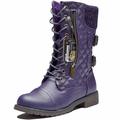 DailyShoes Ankle Lace Up Boots Women's Winter Boots Lace Warm Work Shoes Height Increasing Toe Outdoor Sneakers Quilted Up Secret Pocket Purple,pu,6