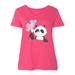 Inktastic Valentineâ€™s Day Cute Panda with Heart Balloons Adult Women's Plus Size V-Neck Female Pink 4X