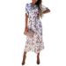 LAPA Women Short Sleeve Boho Floral Midi Dress Summer Casual Beach Holiday Sundress Maxi Dresses