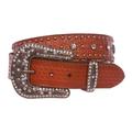 Snap On Western Faux Crocodile Embossed Cross Rhinestone Studded Leather Belt