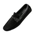 Amali Mens Slip On Driving Moccasin Velvet Smoking Loafers Black Size 10