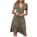 Mchoice Women Boho Dress Casual Loose Soft Crewneck Short Sleeve Pockets Swing Maxi Dress Summer Dress