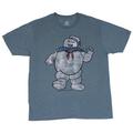 Ghostbusters Mens T-shirt - Distressed Classic Stay Puft Marshmallow Man Stroll (Small)