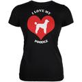 Valentines I Love My Poodle Black Juniors Soft T-Shirt