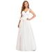 Ever-Pretty Womens Plus Size Tulle A-line Wedding Party Prom Dresses for Women 73032 White US26