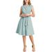 Allegra K Junior's Sleeveless Notched Lapel Belted Midi Shirt Dress