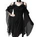 MIARHB Plus Size Skirt Floral Print Summer Dress Women's Dark In Love Ruffle Sleeves Off Shoulder Gothic Midi Dress
