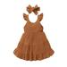 Zupora Toddler Baby Girls Ruffle Sleeveless Dress+ Bowknot Headband Outfits Set Summer Cotton Broomstick Cut Dress Kids Princess Sun Dresses Baby Clothing, 2 pieces