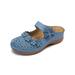 Lacyhop Womens Ladies Wedge Heel Sandals Summer Slip On Walking Comfy Shoes Size 4-12
