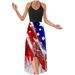 Follure Ladies Fashion Independence Day Festival Printed V-Neck Halter Halter Dress,summer dresses for women