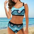 2021 New Split Swimsuit Women Sexy Geometric Pattern Wave Dot Printed Swimsuit